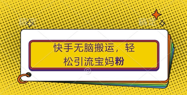 快手无脑搬运，轻松引流宝妈粉，纯小白轻松上手【揭秘】-第二象限