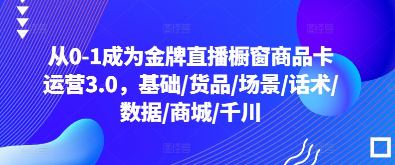 从0-1成为金牌直播橱窗商品卡运营3.0，基础/货品/场景/话术/数据/商城/千川-第二象限