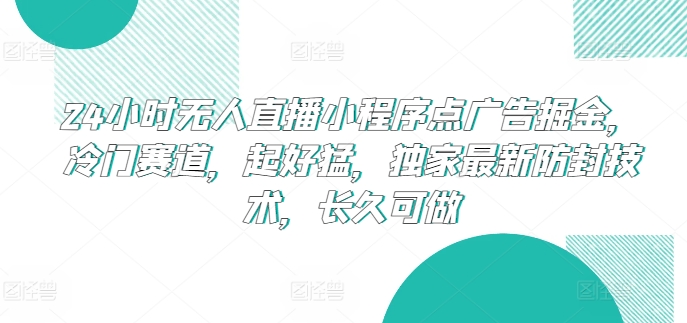 24小时无人直播小程序点广告掘金，冷门赛道，起好猛，独家最新防封技术，长久可做【揭秘】-第二象限