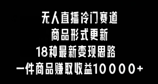 无人直播冷门赛道，商品形式更新，18种变现思路，一件商品赚取收益10000+【揭秘】-第二象限
