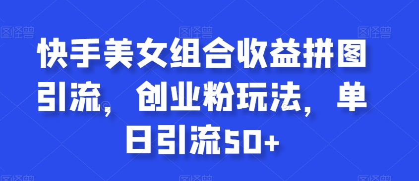 快手美女组合收益拼图引流，创业粉玩法，单日引流50+【揭秘】-第二象限
