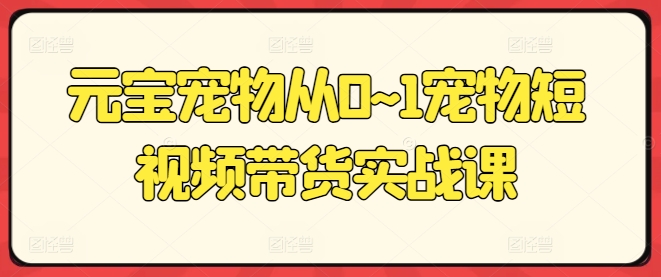 元宝宠物从0~1宠物短视频带货实战课-第二象限