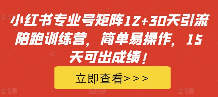 小红书专业号矩阵12+30天引流陪跑训练营，简单易操作，15天可出成绩!-第二象限