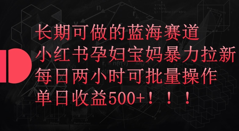 长期可做的蓝海赛道，小红书孕妇宝妈暴力拉新玩法，每日两小时可批量操作，单日收益500+【揭秘】-第二象限