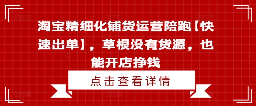淘宝精细化铺货运营陪跑【快速出单】，草根没有货源，也能开店挣钱-第二象限