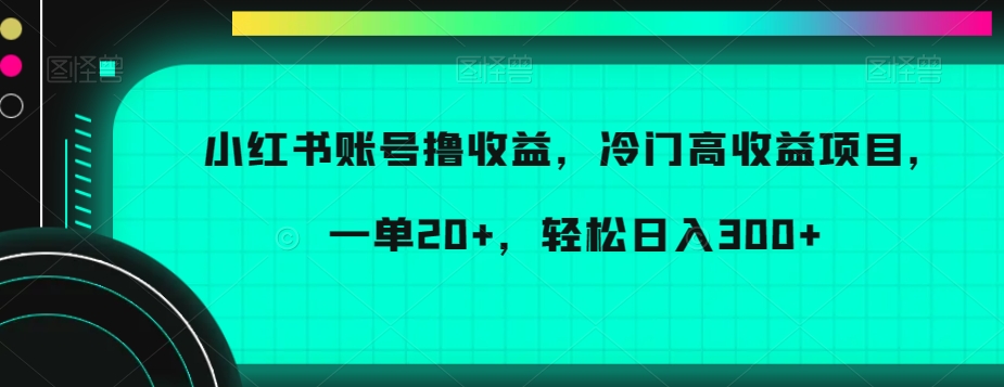 小红书账号撸收益，冷门高收益项目，一单20+，轻松日入300+【揭秘】-第二象限