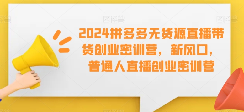 2024拼多多无货源直播带货创业密训营，新风口，普通人直播创业密训营-第二象限
