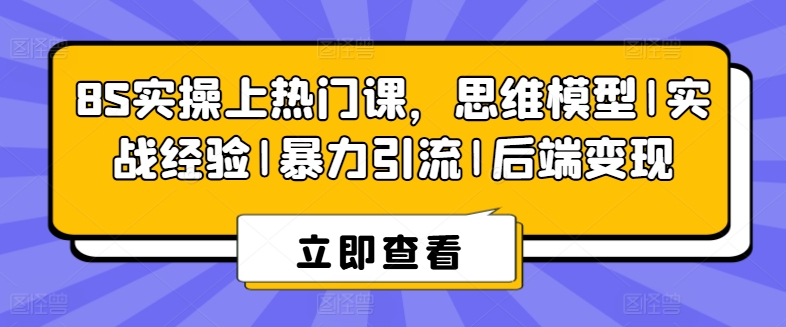 8S实操上热门课，思维模型|实战经验|暴力引流|后端变现-第二象限