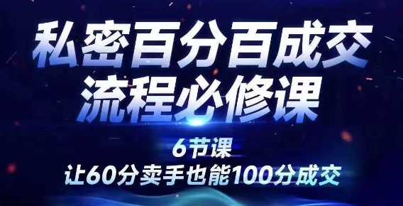 私密百分百成交流程线上训练营，绝对成交，让60分卖手也能100分成交-第二象限