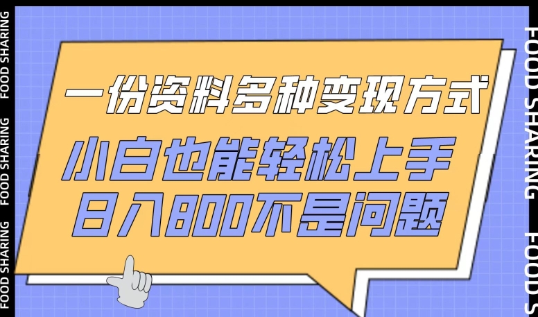 一份资料多种变现方式，小白也能轻松上手，日入800不是问题【揭秘】-第二象限