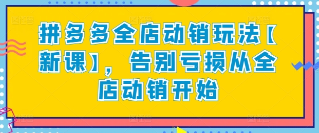 拼多多全店动销玩法【新课】，告别亏损从全店动销开始-第二象限