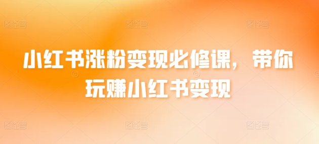 小红书涨粉变现必修课，带你玩赚小红书变现-第二象限