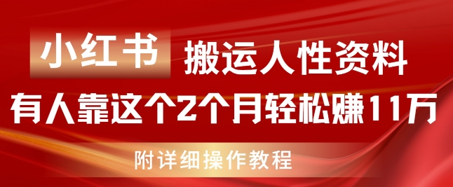 小红书搬运人性资料，有人靠这个2个月轻松赚11w，附教程【揭秘】-第二象限