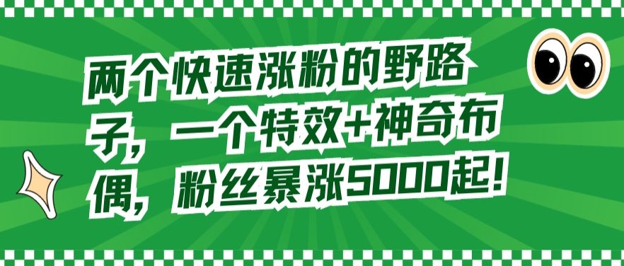 两个快速涨粉的野路子，一个特效+神奇布偶，粉丝暴涨5000起【揭秘】-第二象限
