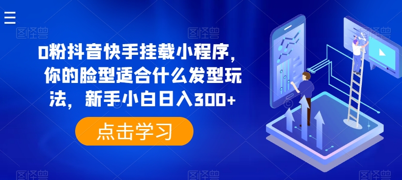 0粉抖音快手挂载小程序，你的脸型适合什么发型玩法，新手小白日入300+【揭秘】-第二象限