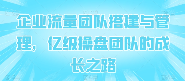 企业流量团队搭建与管理，亿级操盘团队的成长之路-第二象限