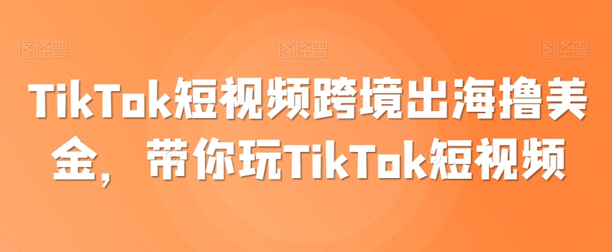 TikTok短视频跨境出海撸美金，带你玩TikTok短视频-第二象限