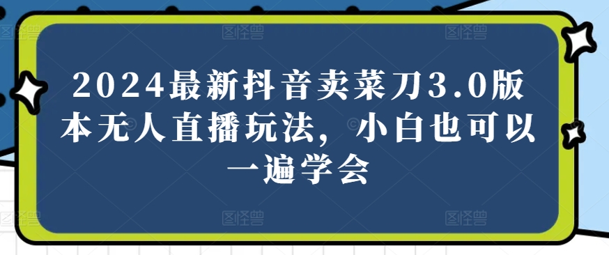 2024最新抖音卖菜刀3.0版本无人直播玩法，小白也可以一遍学会【揭秘】-第二象限