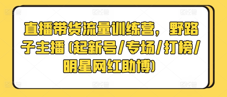 直播带货流量训练营，野路子主播(起新号/专场/打榜/明星网红助博)-第二象限