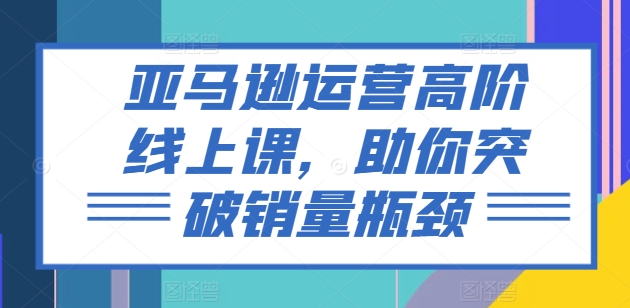 亚马逊运营高阶线上课，助你突破销量瓶颈-第二象限