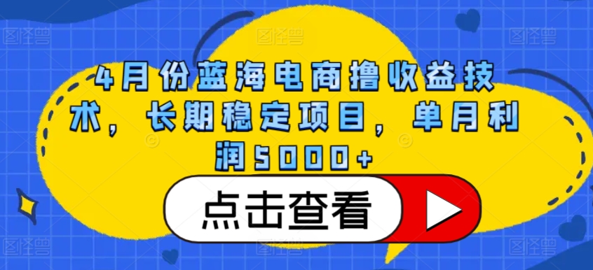 4月份蓝海电商撸收益技术，长期稳定项目，单月利润5000+【揭秘】-第二象限