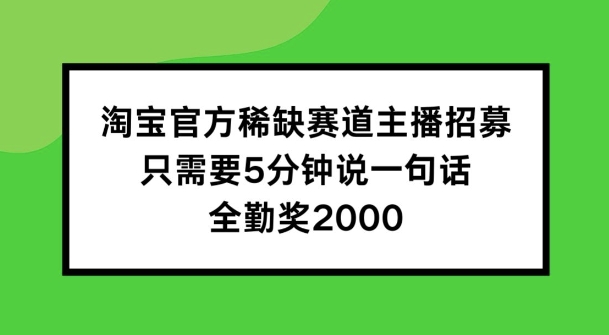 淘宝官方稀缺赛道主播招募 ，只需要5分钟说一句话， 全勤奖2000【揭秘】-第二象限