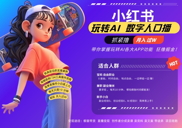 小红书数字人暴力起号，AI改写文案，再也不用费劲录口播，流量火爆月入破W轻松拿捏-第二象限