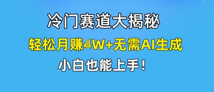 冷门赛道大揭秘，轻松月赚1W+无需AI生成，小白也能上手【揭秘】-第二象限