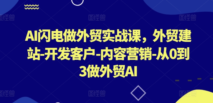 AI闪电做外贸实战课，​外贸建站-开发客户-内容营销-从0到3做外贸AI-第二象限