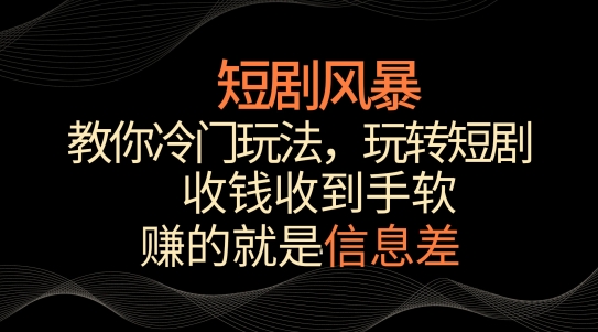 短剧风暴，教你冷门玩法，玩转短剧，收钱收到手软【揭秘】-第二象限