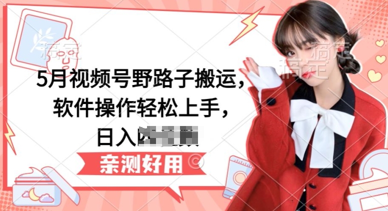 5月视频号野路子搬运，软件操作轻松上手，日入三位数【揭秘】-第二象限