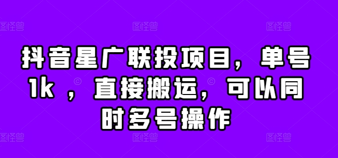 抖音星广联投项目，单号1k ，直接搬运，可以同时多号操作【揭秘】-第二象限