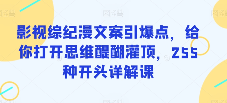 影视综纪漫文案引爆点，给你打开思维醍醐灌顶，255种开头详解课-第二象限