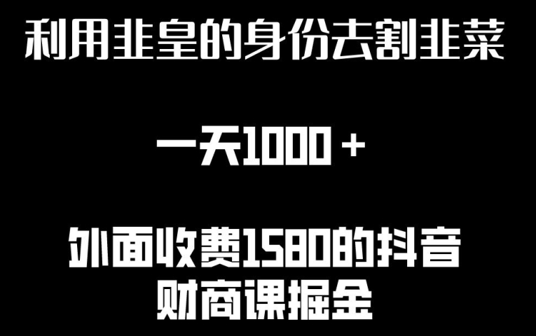 利用非皇的身份去割韭菜，一天1000+(附详细资源)【揭秘】-第二象限