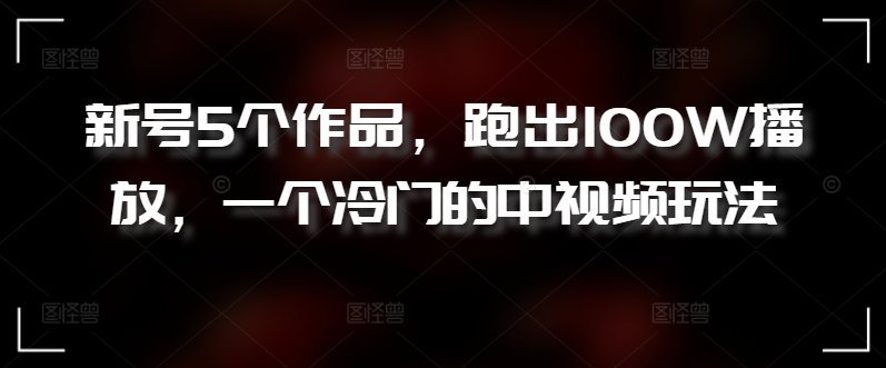 新号5个作品，跑出100W播放，一个冷门的中视频玩法【揭秘】-第二象限