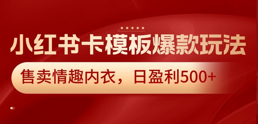 小红书卡模板爆款玩法，售卖情趣内衣，日盈利500+【揭秘】-第二象限