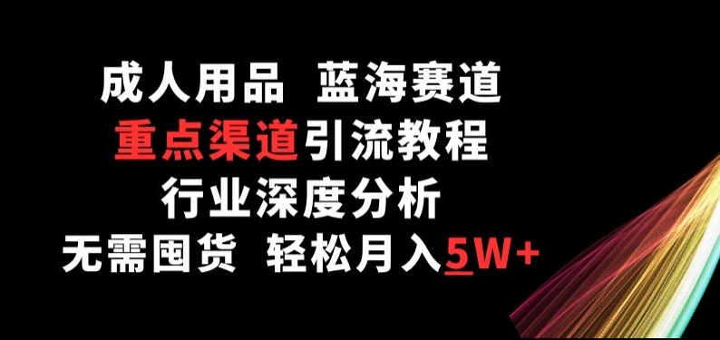 成人用品，蓝海赛道，重点渠道引流教程，行业深度分析，无需囤货，轻松月入5W+【揭秘】-第二象限
