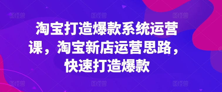 淘宝打造爆款系统运营课，淘宝新店运营思路，快速打造爆款-第二象限
