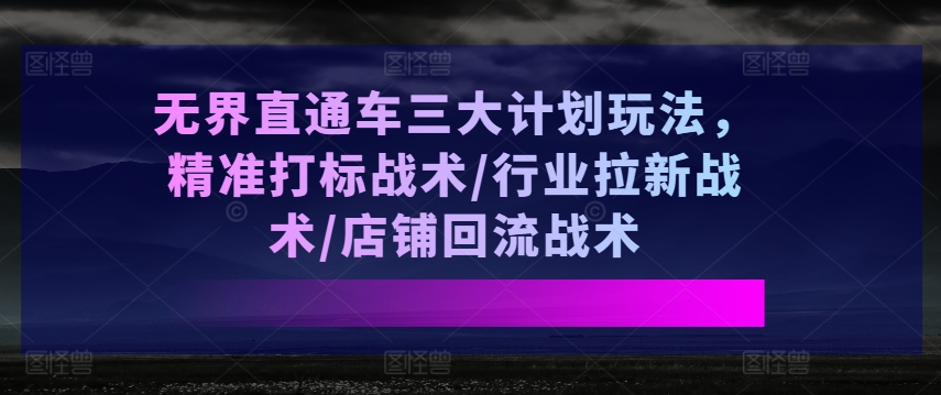 无界直通车三大计划玩法，精准打标战术/行业拉新战术/店铺回流战术-第二象限