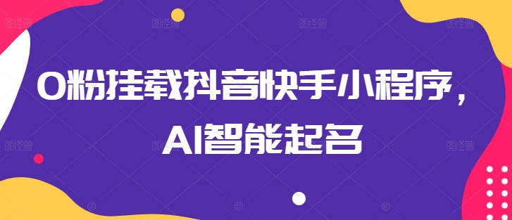 0粉挂载抖音快手小程序，AI智能起名-第二象限
