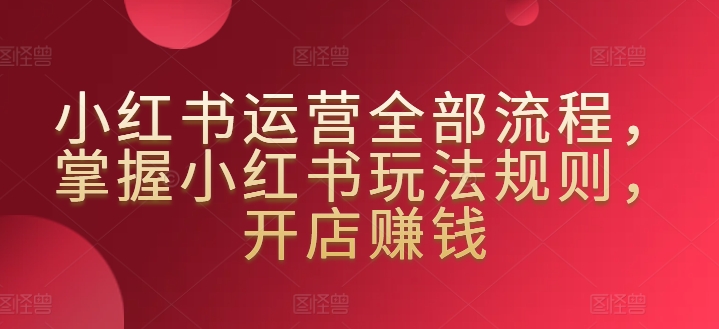 小红书运营全部流程，掌握小红书玩法规则，开店赚钱-第二象限