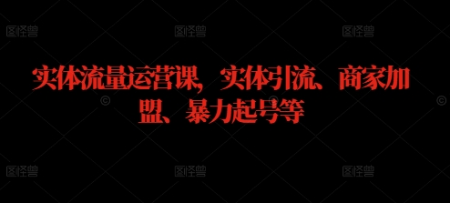 实体流量运营课，实体引流、商家加盟、暴力起号等-第二象限