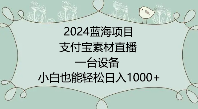 2024年蓝海项目，支付宝素材直播，无需出境，小白也能日入1000+ ，实操教程【揭秘】-第二象限