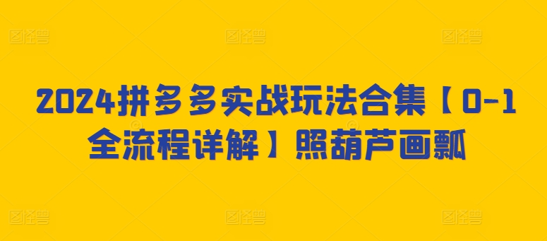 2024拼多多实战玩法合集【0-1全流程详解】照葫芦画瓢-第二象限