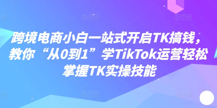 跨境电商小白一站式开启TK搞钱，教你“从0到1”学TikTok运营轻松掌握TK实操技能-第二象限