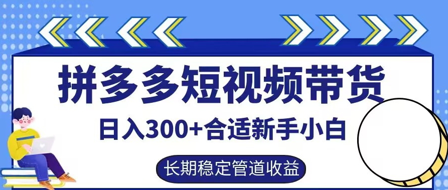 拼多多短视频带货日入300+有长期稳定被动收益，合适新手小白【揭秘】-第二象限