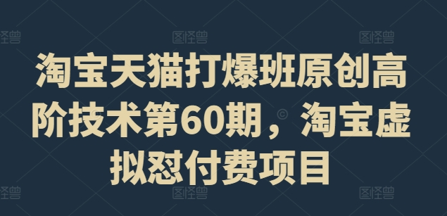 淘宝天猫打爆班原创高阶技术第60期，淘宝虚拟怼付费项目-第二象限