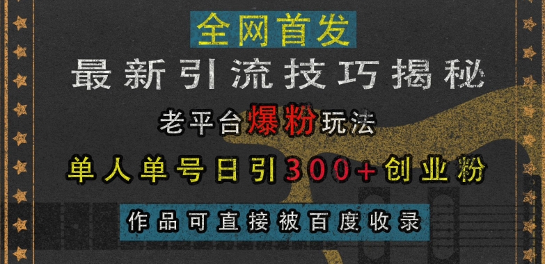 最新引流技巧揭秘，老平台爆粉玩法，单人单号日引300+创业粉，作品可直接被百度收录-第二象限