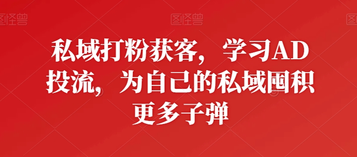 私域打粉获客，学习AD投流，为自己的私域囤积更多子弹-第二象限