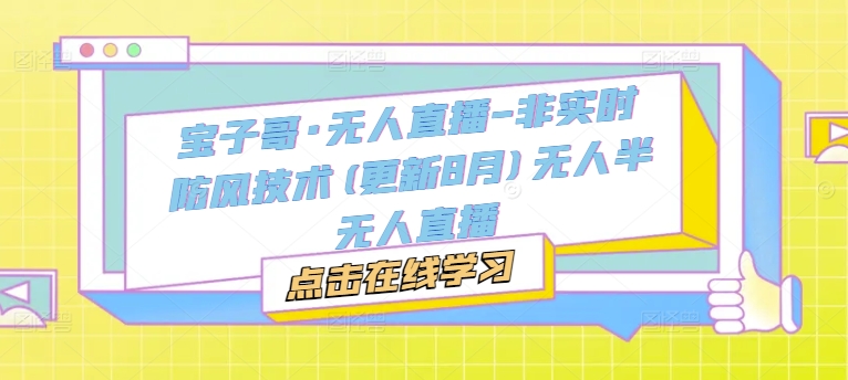 宝子哥·无人直播-非实时防风技术(更新8月)无人半无人直播-第二象限
